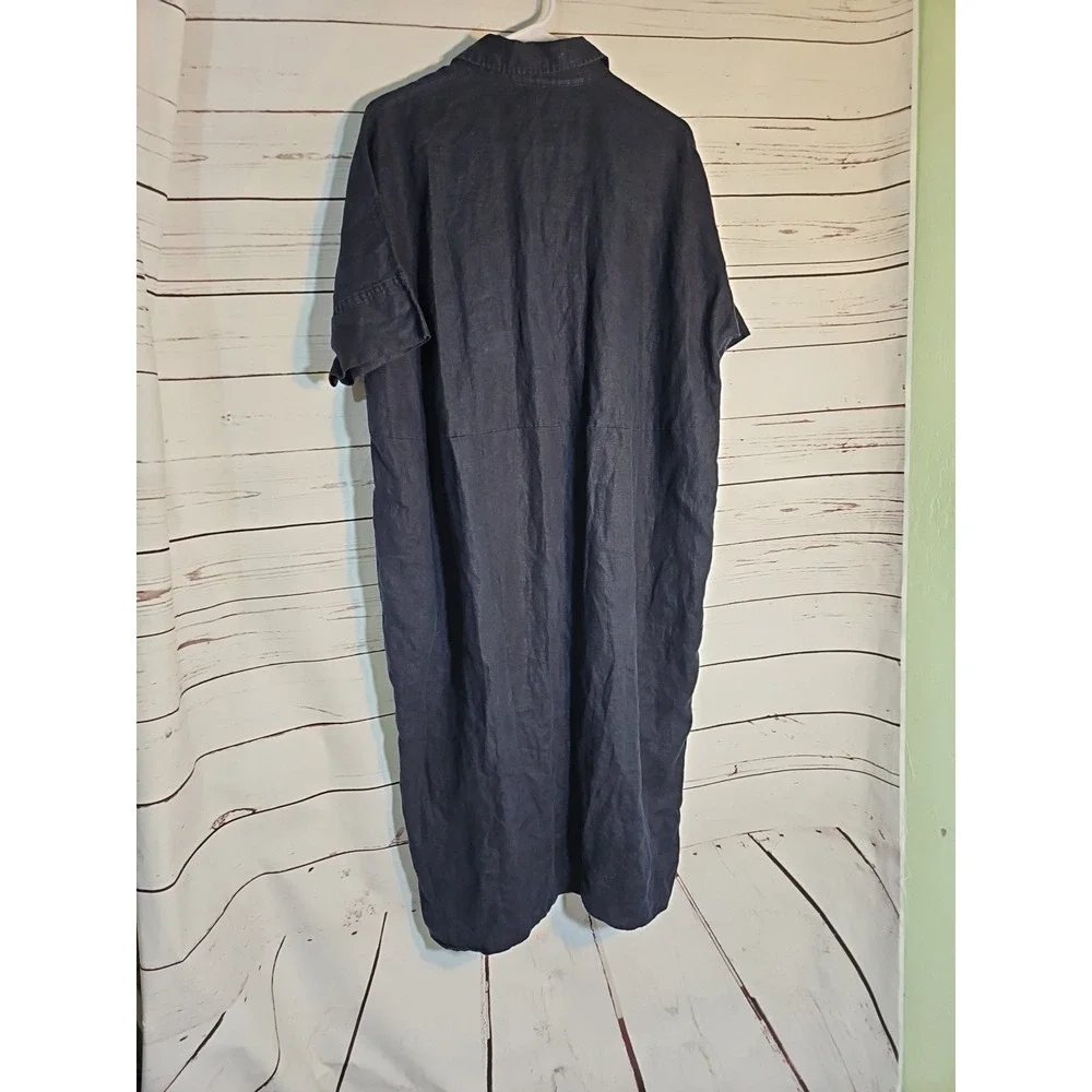 COS Linen Midi Shirt Dress Women's Black Boho Lagenlook EU XS - Picture 4 of 12